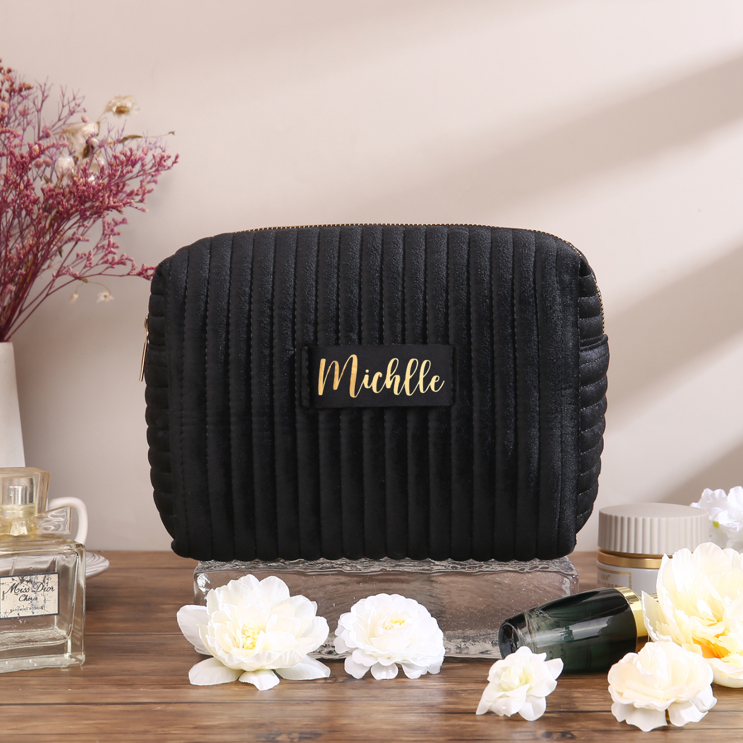 Personalised Name Cosmetic Bag Zipper Makeup Bag Jewelry Storage Bag Gifts for Her-Jessemade AU