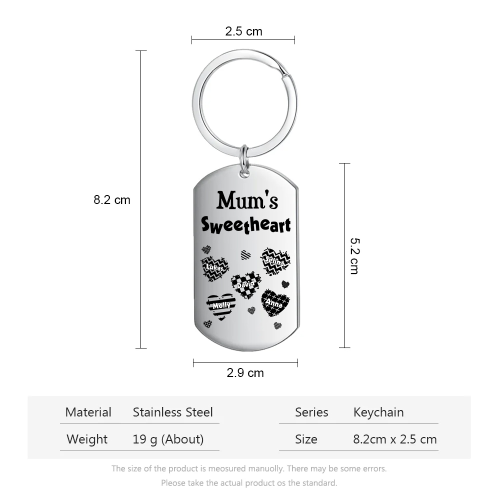 Personalised 5 Names Keychain Hearts Family Keychain Mother's Day Gift - Mum's Sweetheart-Jessemade AU