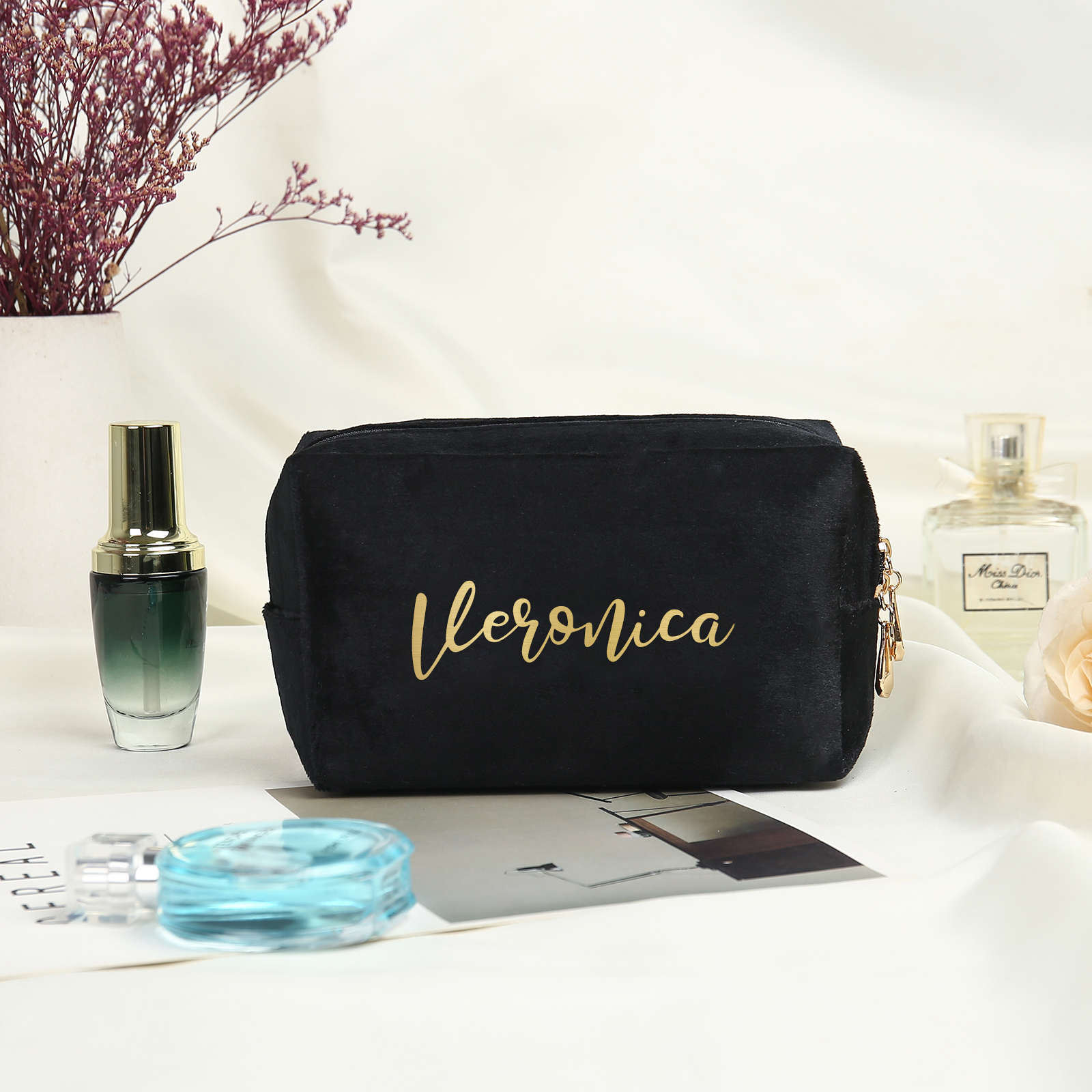 Personalised Name Cosmetic Bag Zipper Makeup Bag Jewelry Storage Bag Gifts for Ladies Girls-Jessemade AU