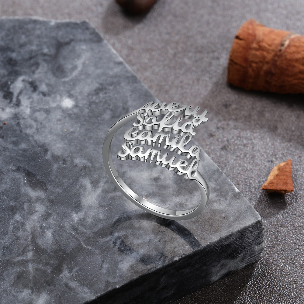 Personalised Name Ring Custom 4 Names Ring Gifts for Women-Jessemade AU