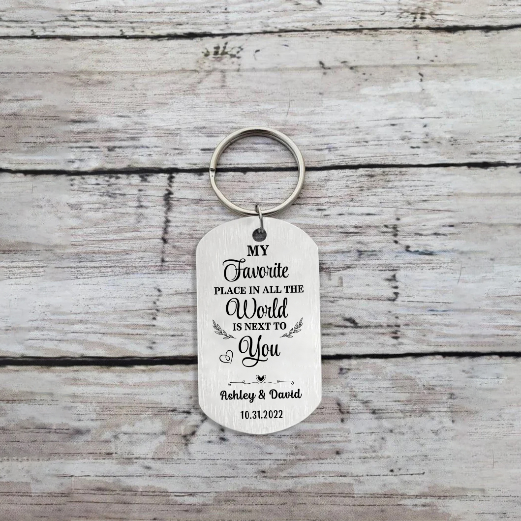 Couple Photo Keychain Customised 2 Names & Date Keyring Stainless Steel Keychain for Couples-Jessemade AU