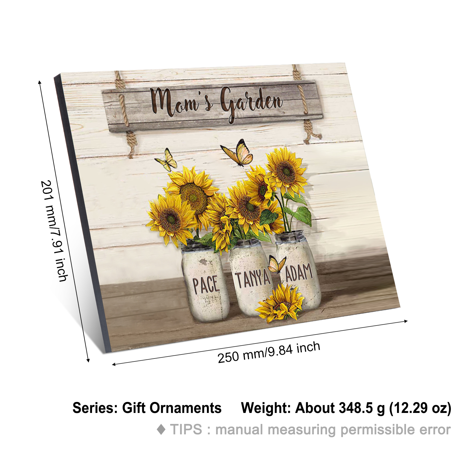 3 Names - Personalised Wooden Plaque Sunflowers Customised with Text Home Decoration Gift for Mother/Grandma-Jessemade AU