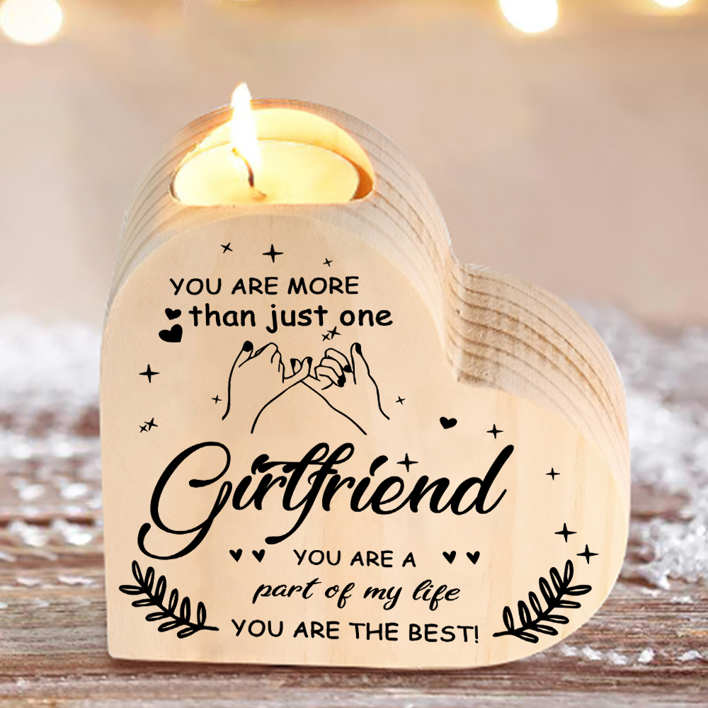 To My Girlfriend Heart Candle Holder Wooden Pinky Swear Candlesticks - You Are More Than Just One Girlfriend-Jessemade AU