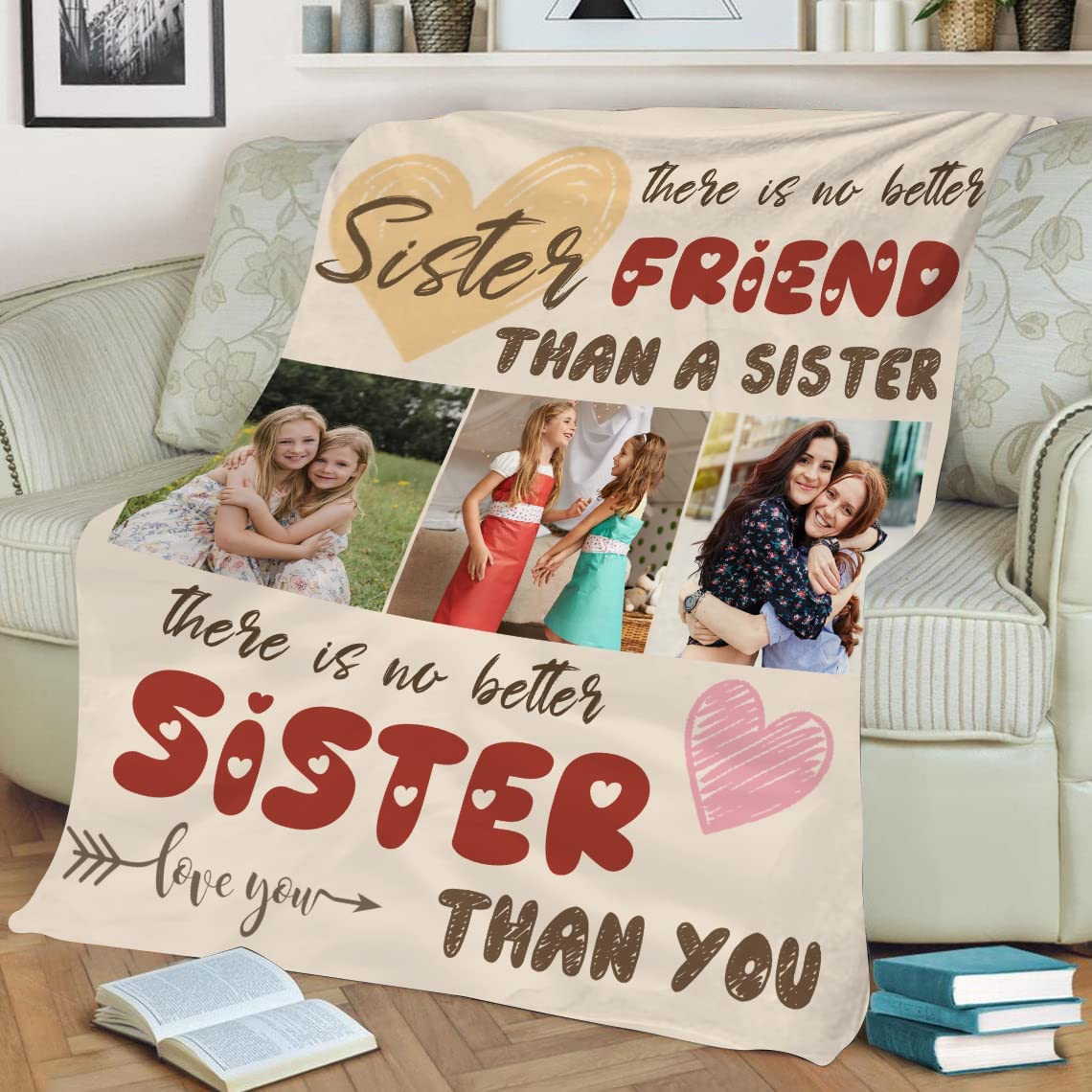 To My Sisters, There Is No Better Sister Than You, Personalised Photo Flannel Blanket-Jessemade AU