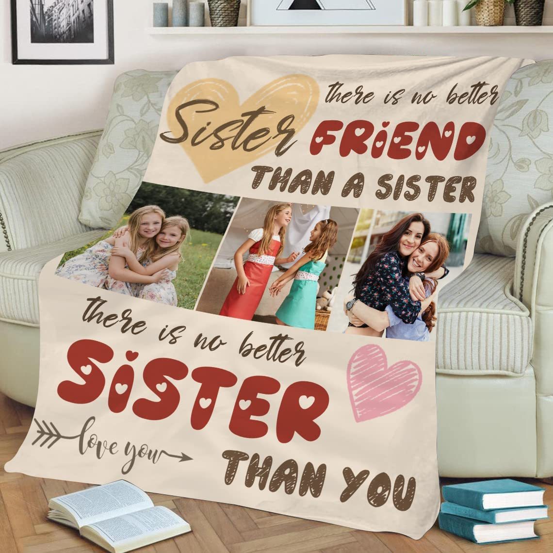 To My Sisters, There Is No Better Sister Than You, Personalised Photo Flannel Blanket-Jessemade AU