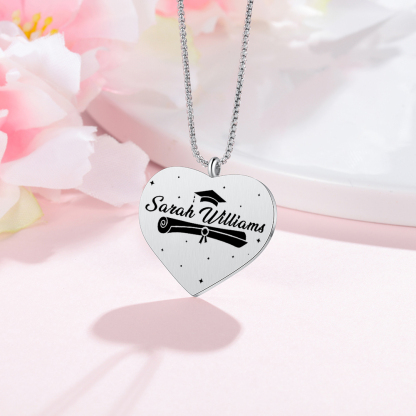 Personalised Graduation Necklace Custom Name & Photo Heart Pendant Necklace Gift for Her-Jessemade AU