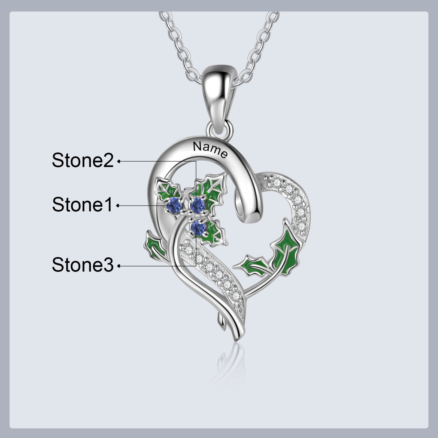 Personalised December  Birthflower Necklace With Birthstones Custom 1 Name Necklace For Her-Jessemade AU