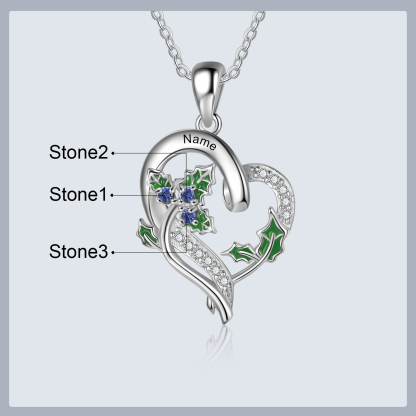 Personalised December  Birthflower Necklace With Birthstones Custom 1 Name Necklace For Her-Jessemade AU