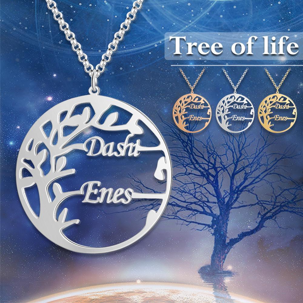 Family Tree Custom 2 Names Sterling Silver Tree Of Life-Jessemade AU