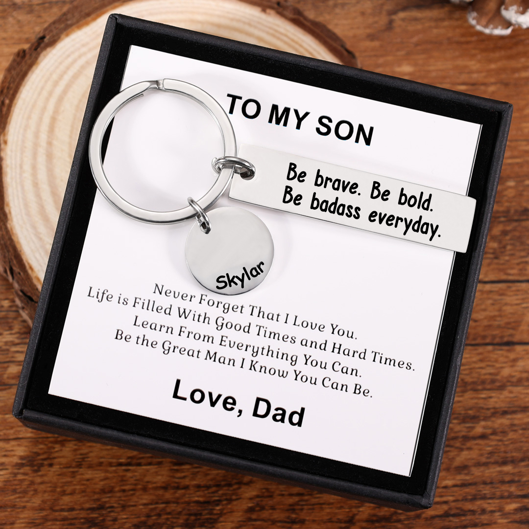Be Brave Keychain Personalised Name Inspirational Gift "Be Brave. Be Bold. Be Badass Everyday"-Jessemade AU