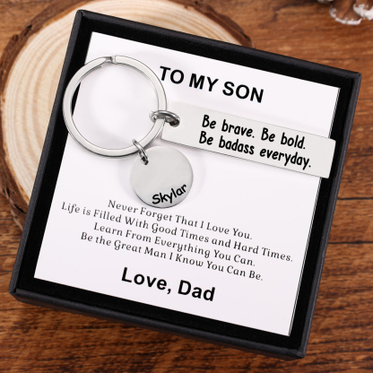 Be Brave Keychain Personalised Name Inspirational Gift "Be Brave. Be Bold. Be Badass Everyday"-Jessemade AU