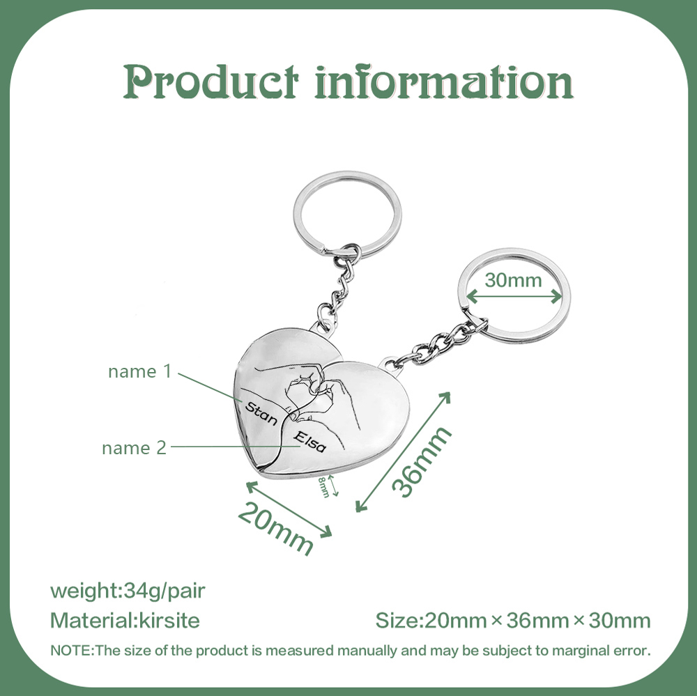 Personalised Couple Keychain Custom 2 Names Keyring Matching Couple Gifts Valentine's Day Gift for Him/Her-Jessemade AU