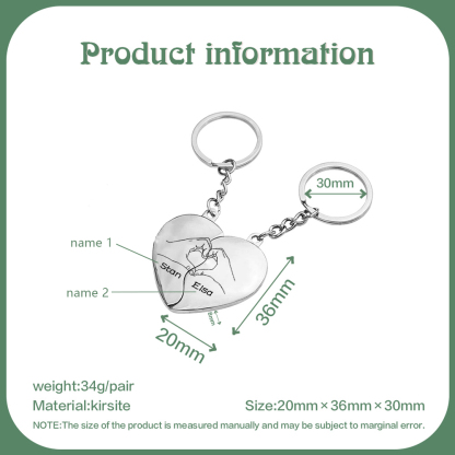 Personalised Couple Keychain Custom 2 Names Keyring Matching Couple Gifts Valentine's Day Gift for Him/Her-Jessemade AU