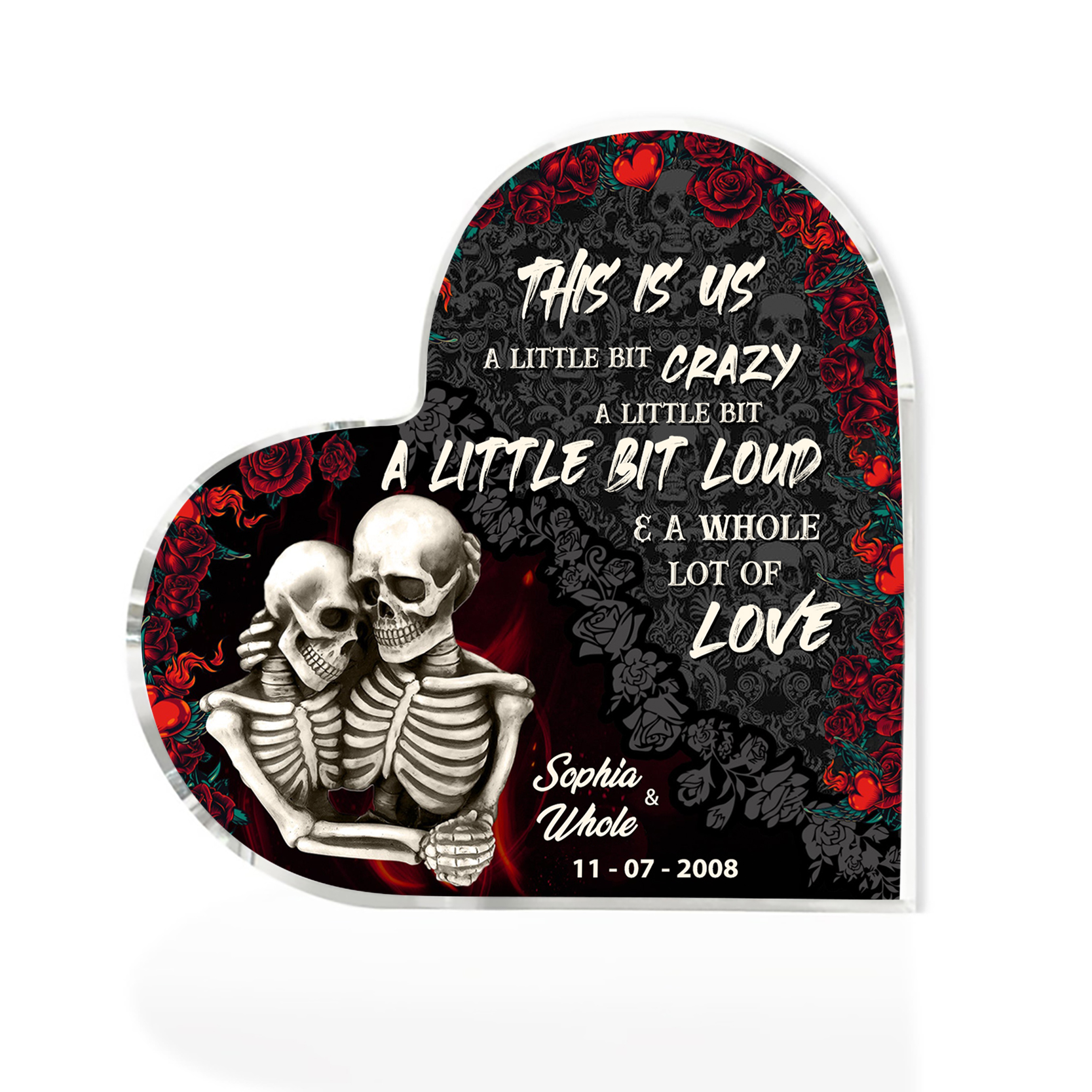 Couple Acrylic Heart Keepsake Customised 2 Names & Date Ornament Valentine's Day Gift For Couples - This Is Us, A Whole Lot Of Love-Jessemade AU