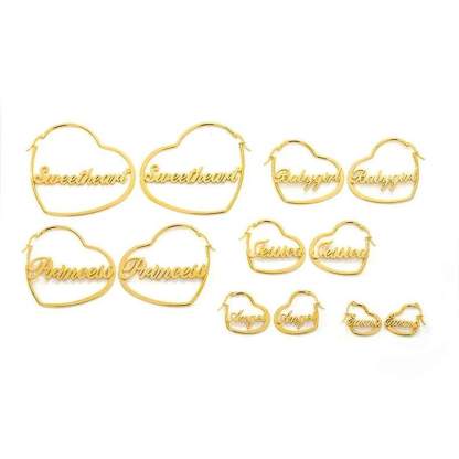 Personalised Heart Name Earring Customised Name Earrings Gifts for Her-Jessemade AU