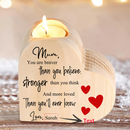 Personalised Mother Heart Candle Holder Wooden Candlestick-Mum Thanks for All That You Do-Jessemade AU