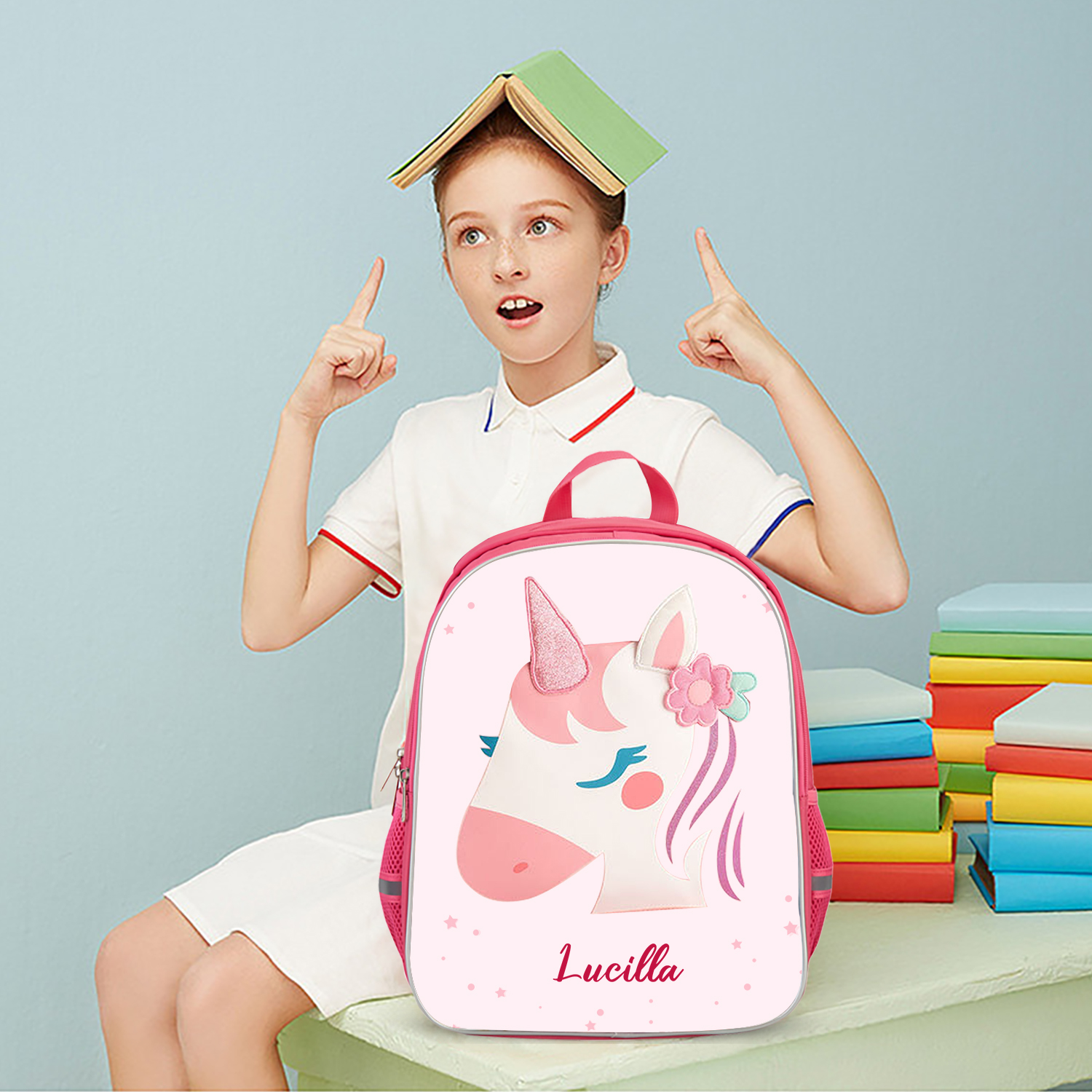 Girls Backpack for School Custom Name Unicorn Backpack Kids Travel Day Bag-Jessemade AU