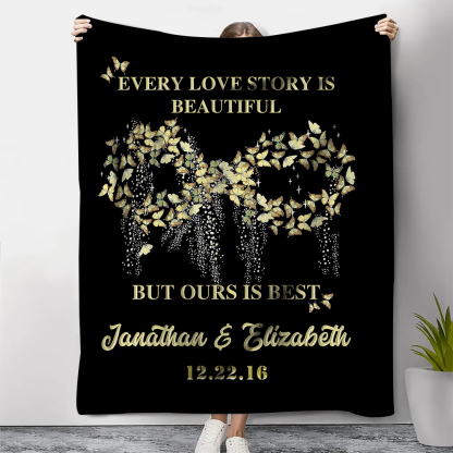 Personalised Couple Blanket Customised 2 Names & Date Blanket Gift for Him/Her - Every Love Story Is Beautiful, But Ours Is Best-Jessemade AU