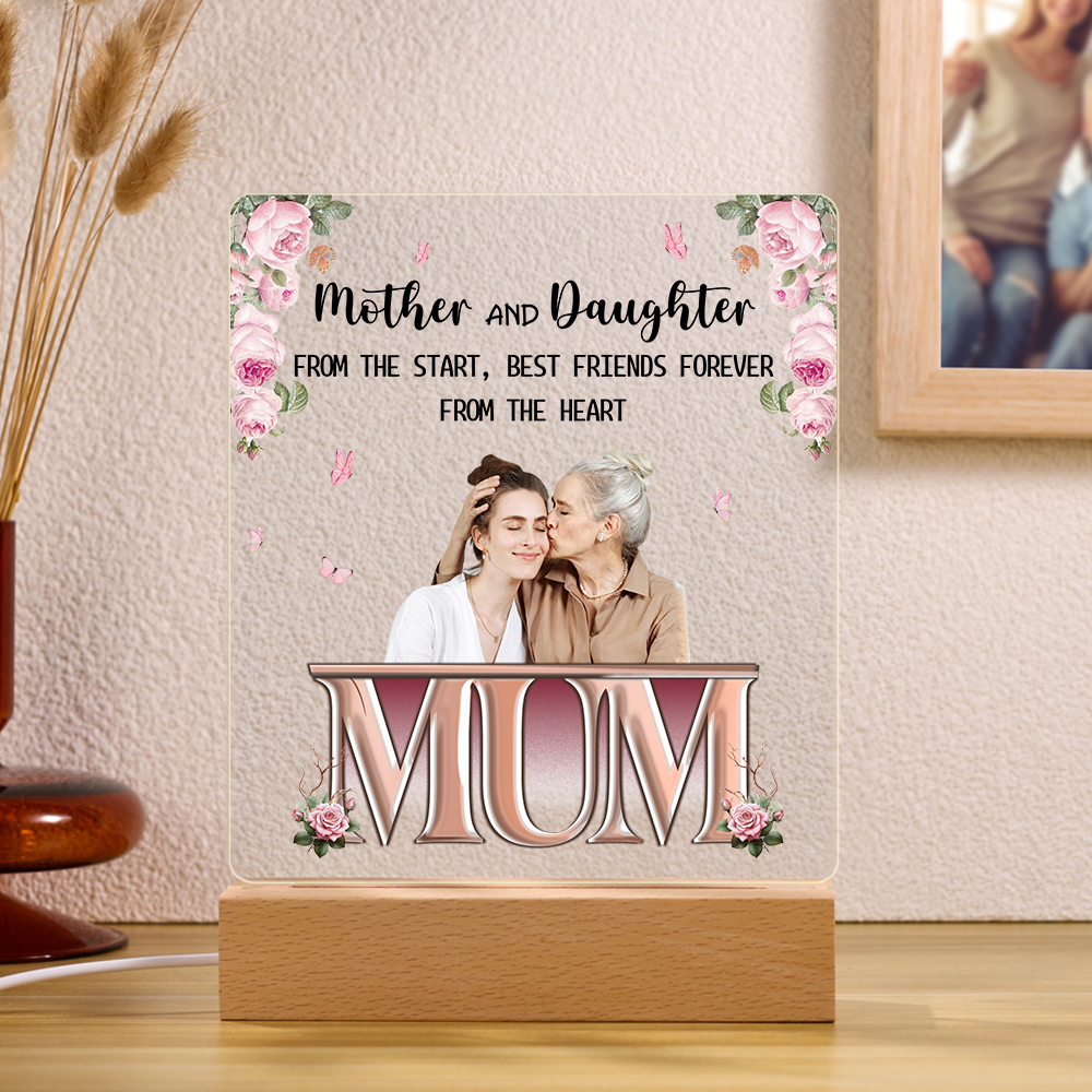 Personalised Photo Night Light Gifts for Mom/Mum - Mother And Daughter From The Start, Best Friends Forever From The Heart -Jessemade AU