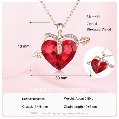 Heart-shaped Crystal Necklace Birthstone Necklace Gifts For Her-Jessemade AU