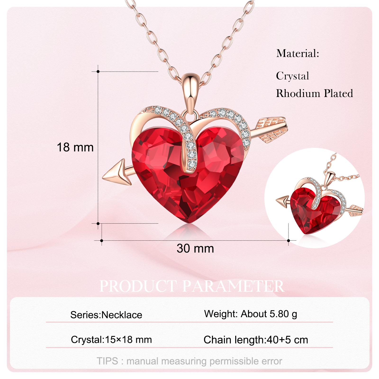 Heart-shaped Crystal Necklace Birthstone Necklace Gifts For Her-Jessemade AU
