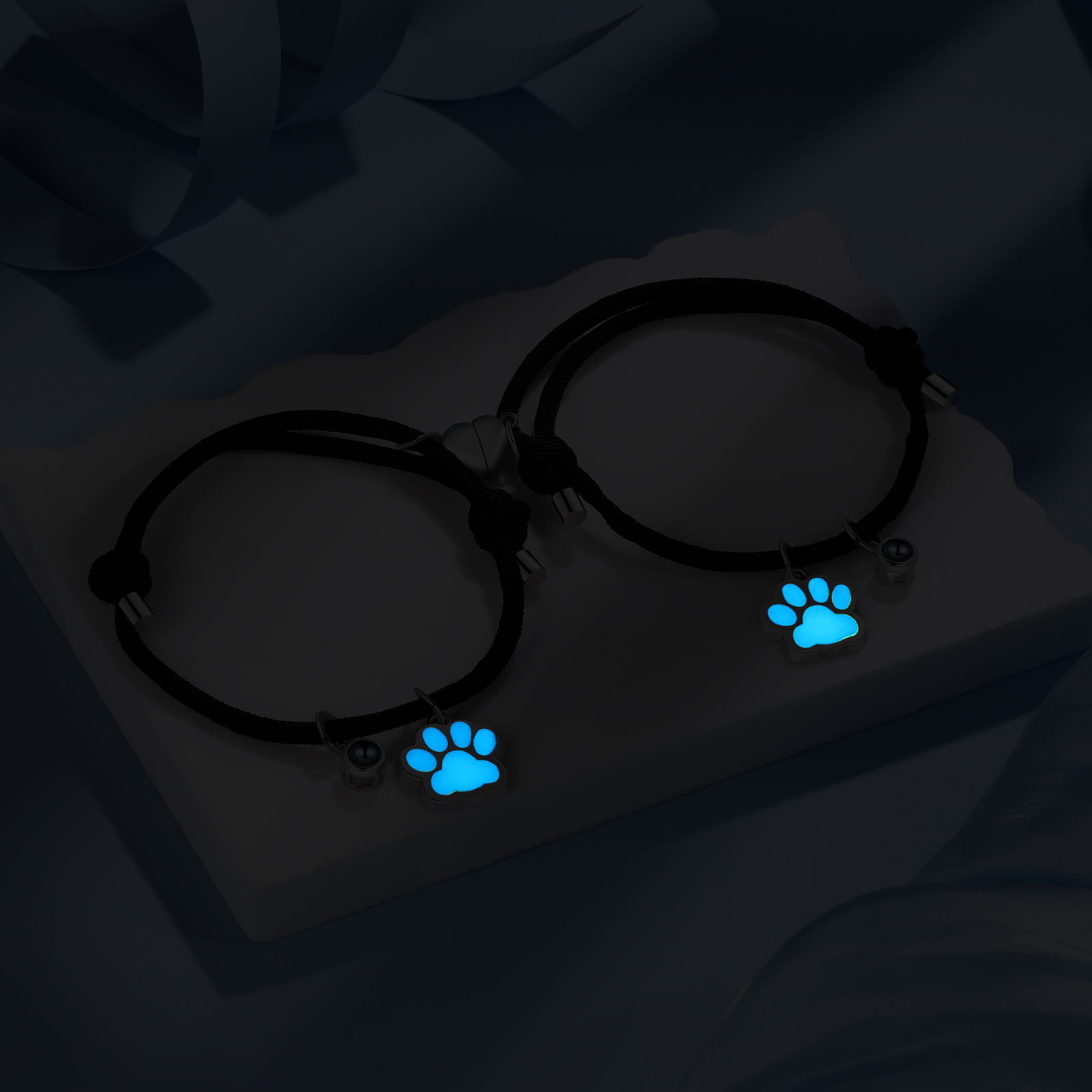 Personalised Photo Projection Bracelet Set Dog Paw Fluorescent Magnetic Bracelet Matching Gifts For Couples/Friends-Jessemade AU