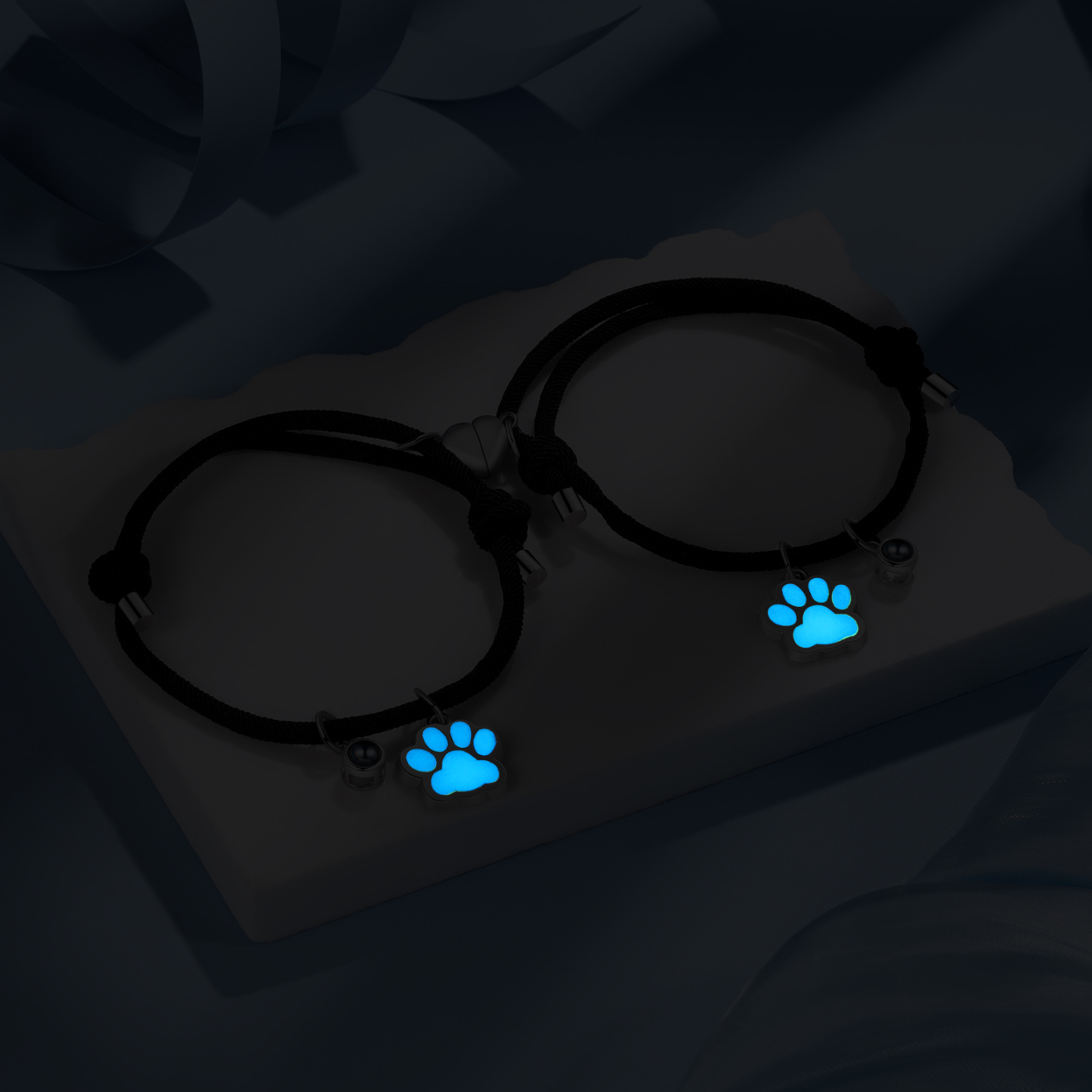 Personalised Photo Projection Bracelet Set Dog Paw Fluorescent Magnetic Bracelet Matching Gifts For Couples/Friends-Jessemade AU
