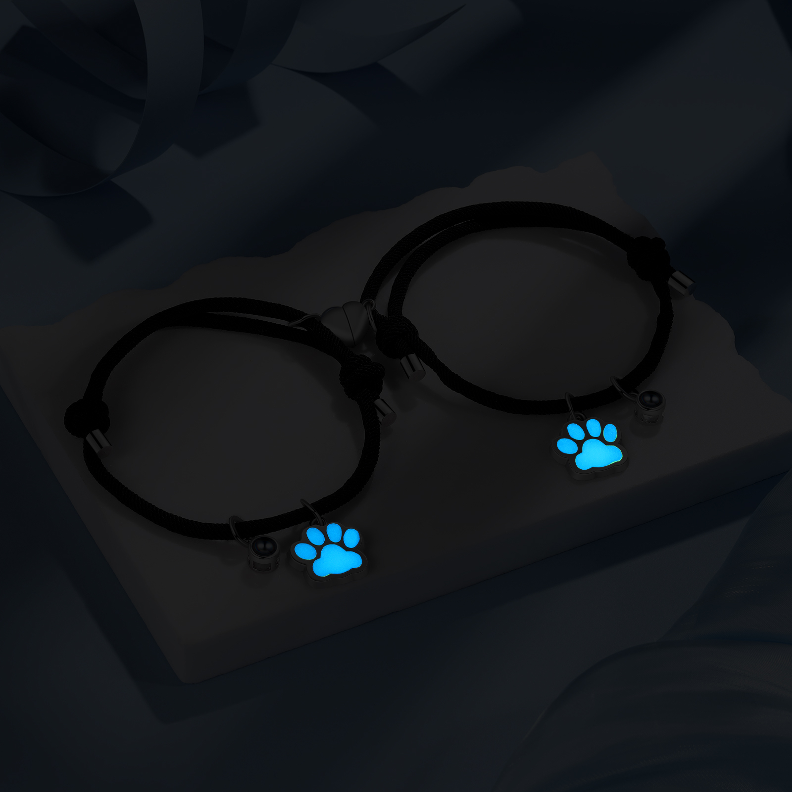 Personalised Photo Projection Bracelet Set Dog Paw Fluorescent Magnetic Bracelet Matching Gifts For Couples/Friends-Jessemade AU