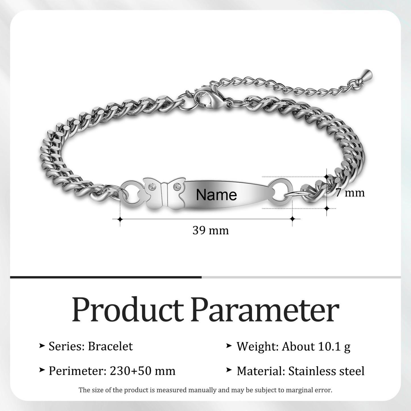 Personalised ID Bar Cuban Chain Bracelets Custom Names Couple Bracelets-Jessemade AU