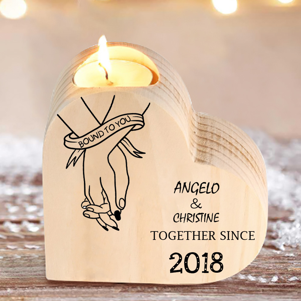 Couple Wooden Heart Candle Holder Hand Gesture Heart Promise Candlesticks-Jessemade AU