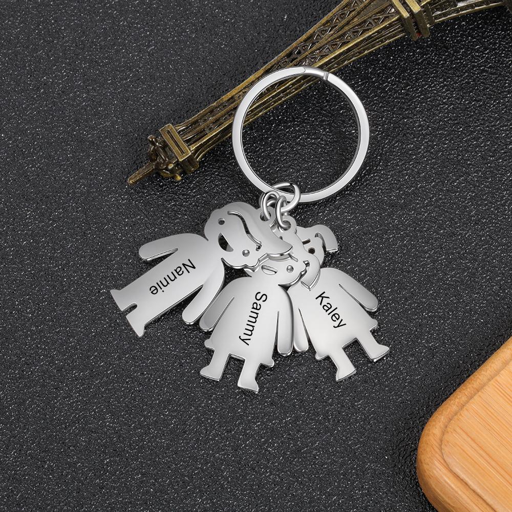 Personalised Kids Charm Keychain Custom 3 Names Key Chain Gifts For Mother-Jessemade AU