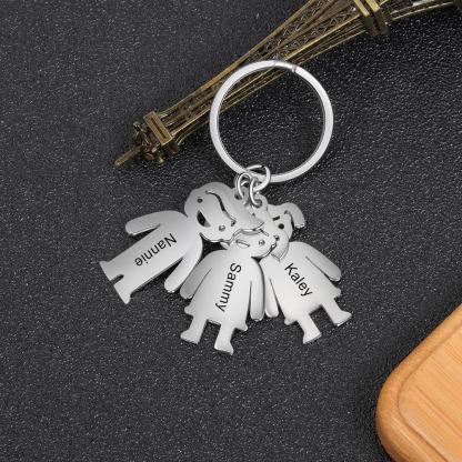 Personalised Kids Charm Keychain Custom 5 Names Key Chain Gifts For Mother-Jessemade AU