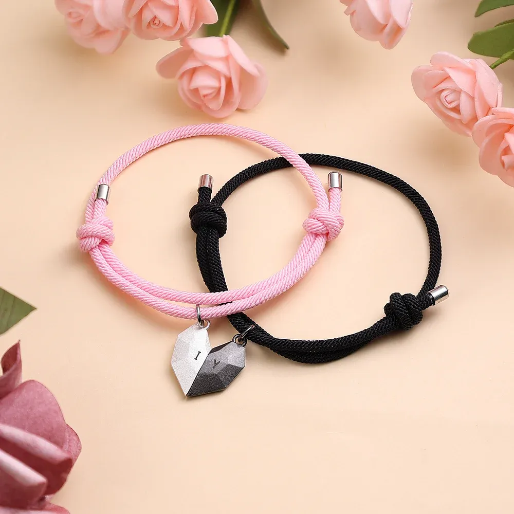 Personalised Two Souls One Heart Bracelet Magnetic Bracelet Set for Couple-Jessemade AU