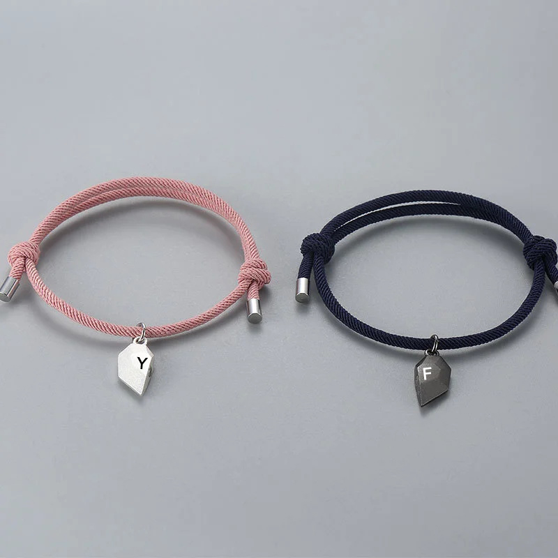Personalised Couple Magnetic Bracelet Set Two Souls One Heart Matching Bracelet-Jessemade AU