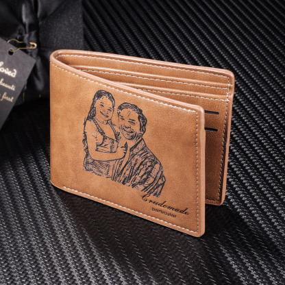 Personalised Leather Wallet Engraved Photo Short Purse Gifts For Men-Jessemade AU