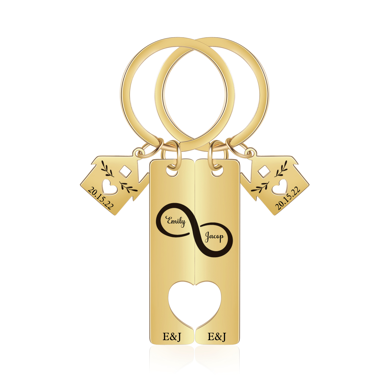 2 PCS Couple Keychain Set Custom 2 Names & Letters & Dates Keyring Infinity Keychain Romantic Personalised Gift for Him/Her-Jessemade AU