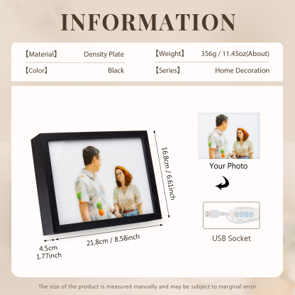 Personalised Photo Frame Night Light Changeable Colour Lamp Home Decor Personalised Gifts for Family Friends-Jessemade AU