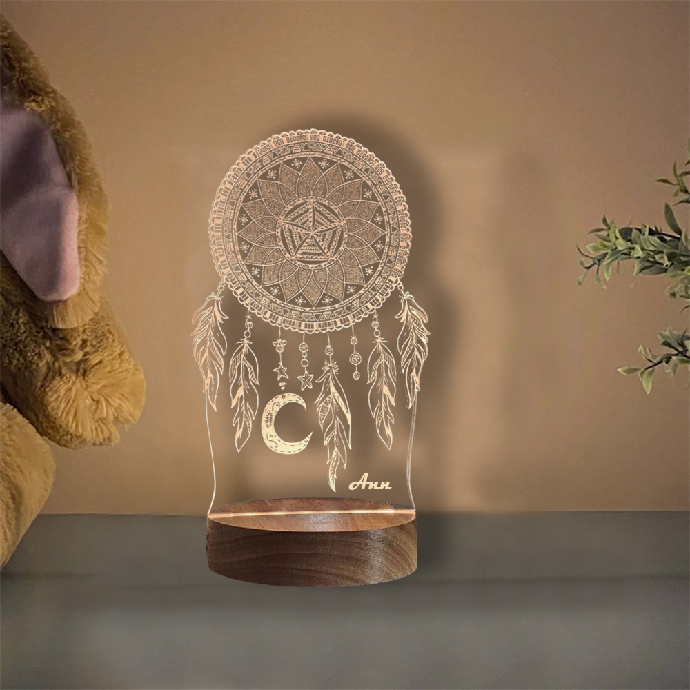 Personalised Dream Catcher Night Light Custom Name Gifts For Kids-Jessemade AU