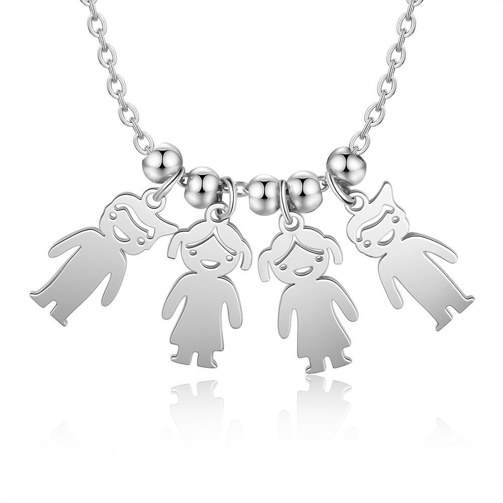 Personalised 4 Kids Charm Necklace Engraved Names Gifts for Mother-Jessemade AU