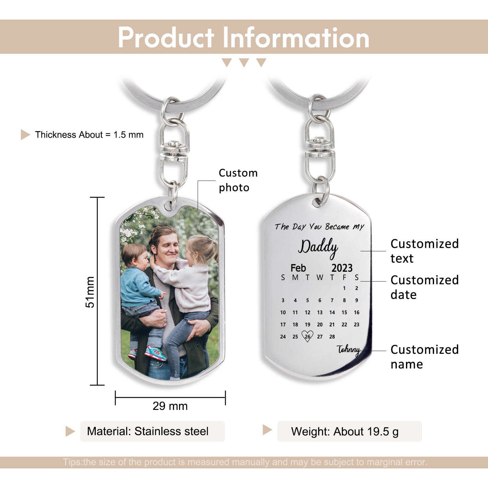 The Day You Became My Everything Custom Photo Keychain with Calendar-Jessemade AU