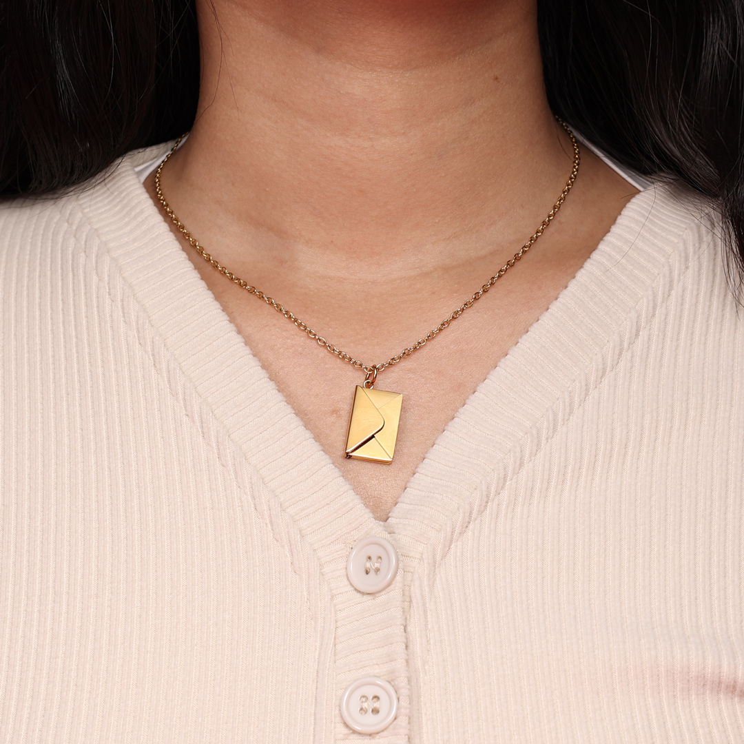Personalised Envelope Locket Necklace Engrave Secret Love Letter Necklace Romantic Gifts-Jessemade AU
