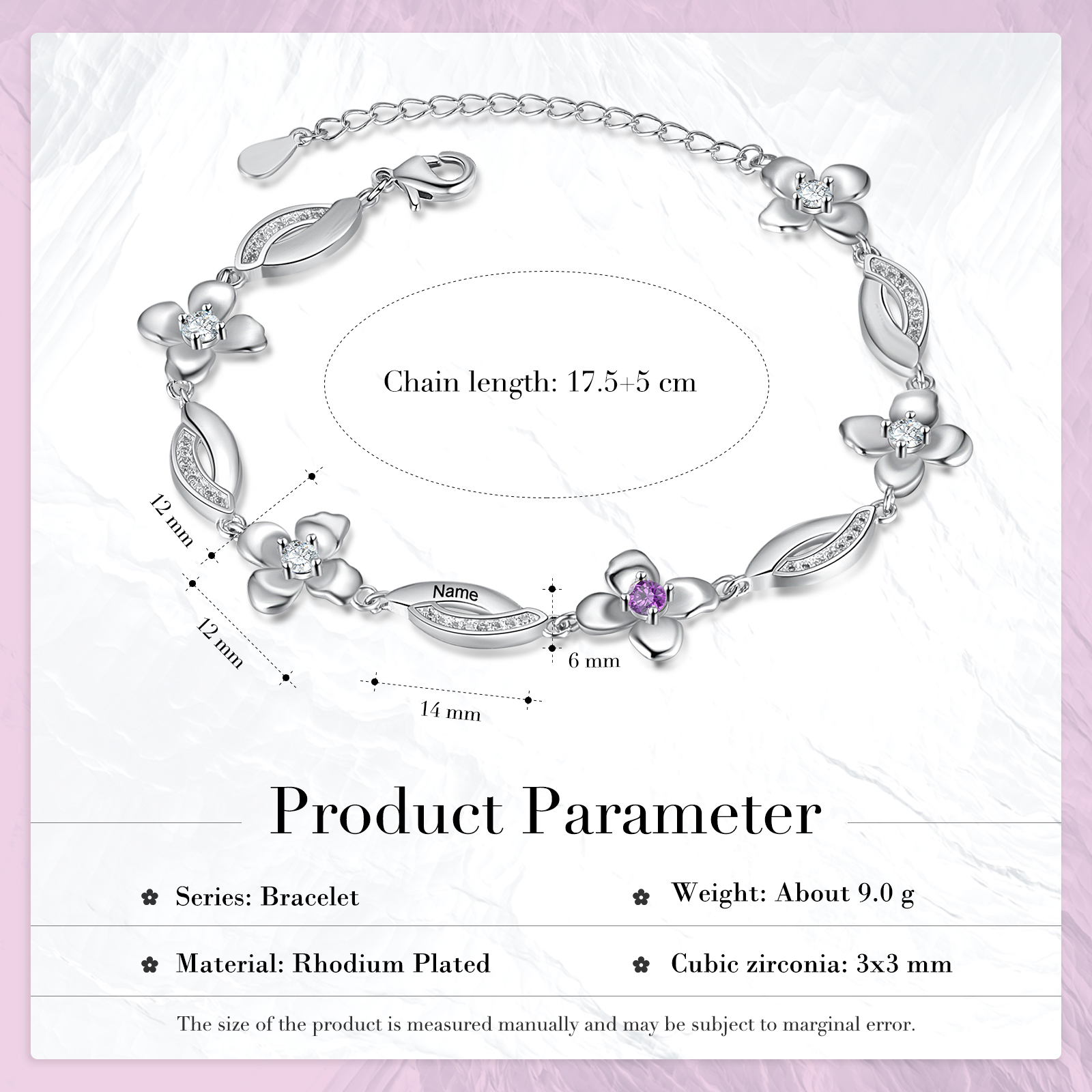 Flowers Bracelet Personalised 1 Birthstone Bracelet Engraved Names Flowers Charm Gifts For Her-Jessemade AU