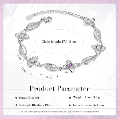 Flowers Bracelet Personalised 1 Birthstone Bracelet Engraved Names Flowers Charm Gifts For Her-Jessemade AU