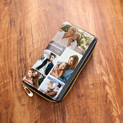 Long Purse Personalised Leather Wallet Engraved 10 Photos Zip Wallet 2023 Gifts For Women Men-Jessemade AU