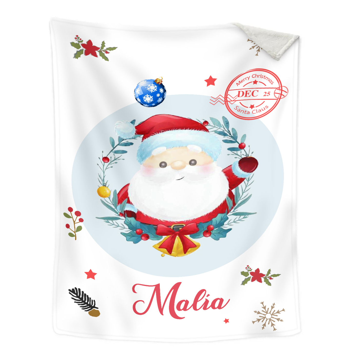 Merry Christmas Blanket Customised Name Blanket Santa Claus Blanket Personalised Gift for Family Friends-Jessemade AU