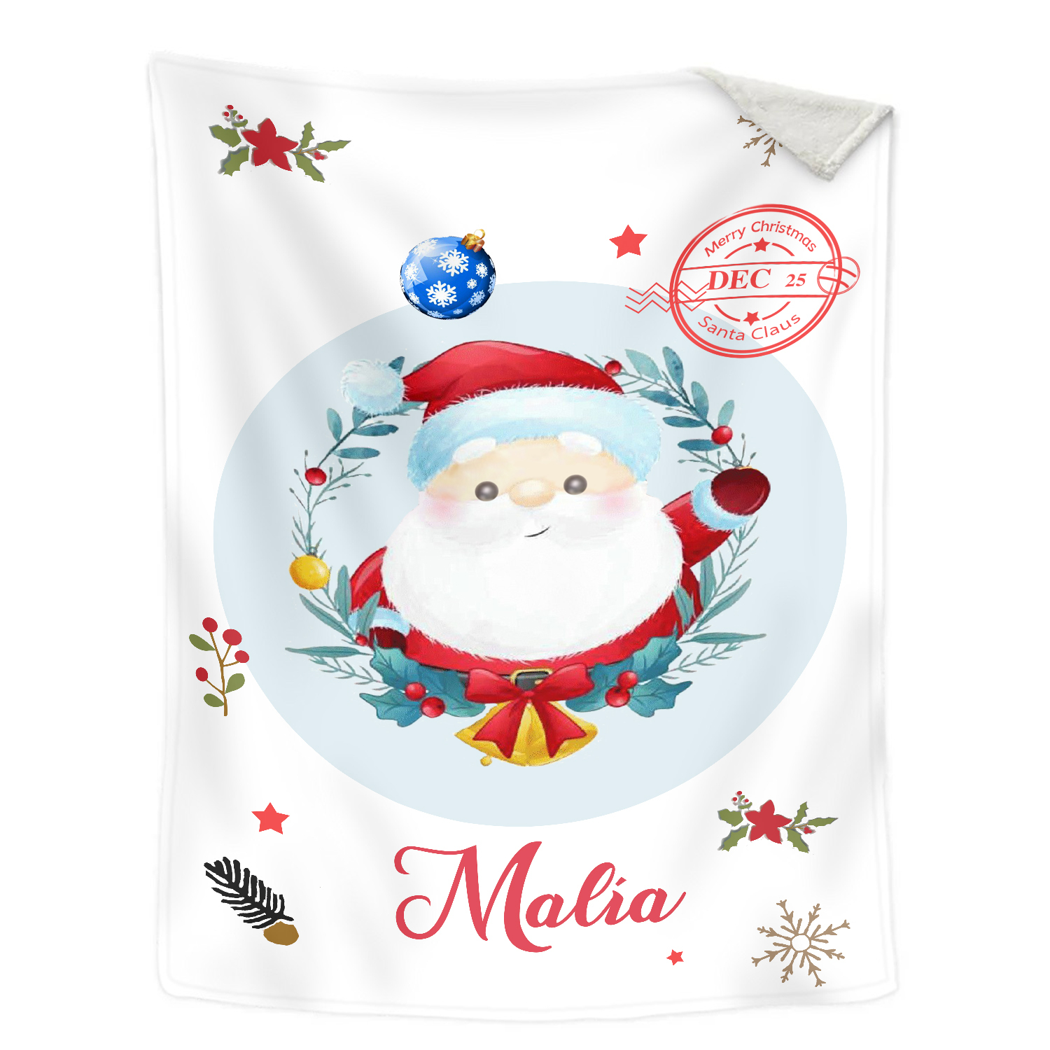 Merry Christmas Blanket Customised Name Blanket Santa Claus Blanket Personalised Gift for Family Friends-Jessemade AU