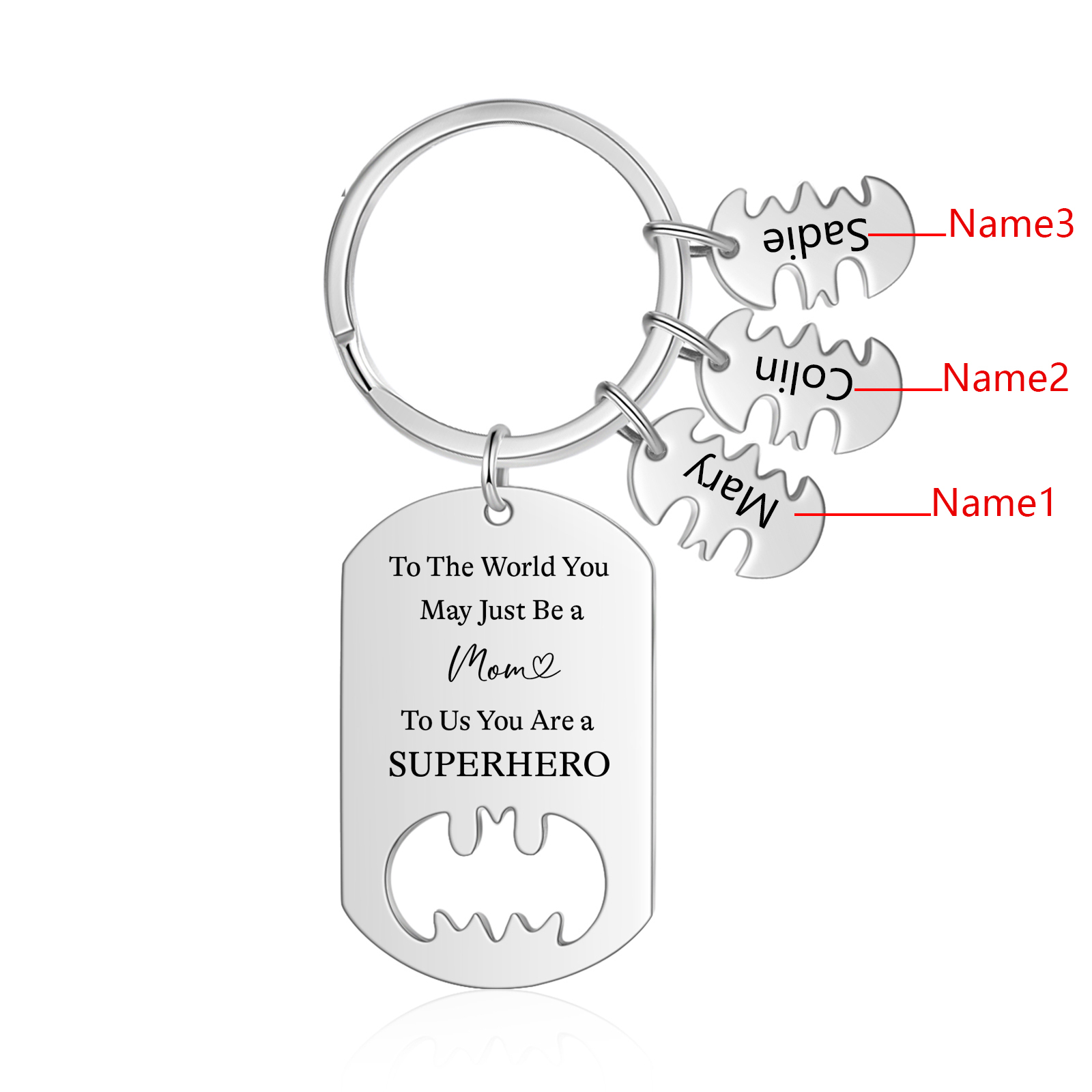 You Are A Superhero Keychain Personalised 3 Names Bat Keychain Engraved Gift for Dad/Grandpa/Grandad/Mom/Mum-Jessemade AU