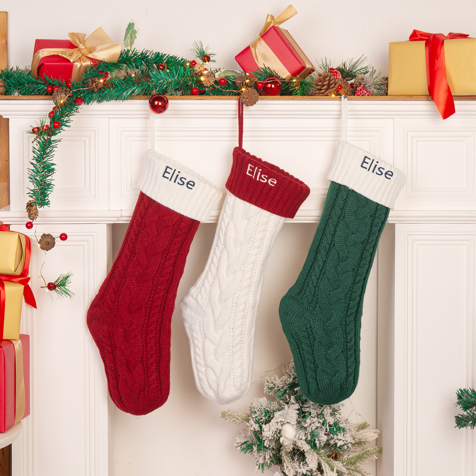 Personalised Christmas Stocking Ornaments Custom 1 Name Xmas Stocking Gifts for Family Friends-Jessemade AU