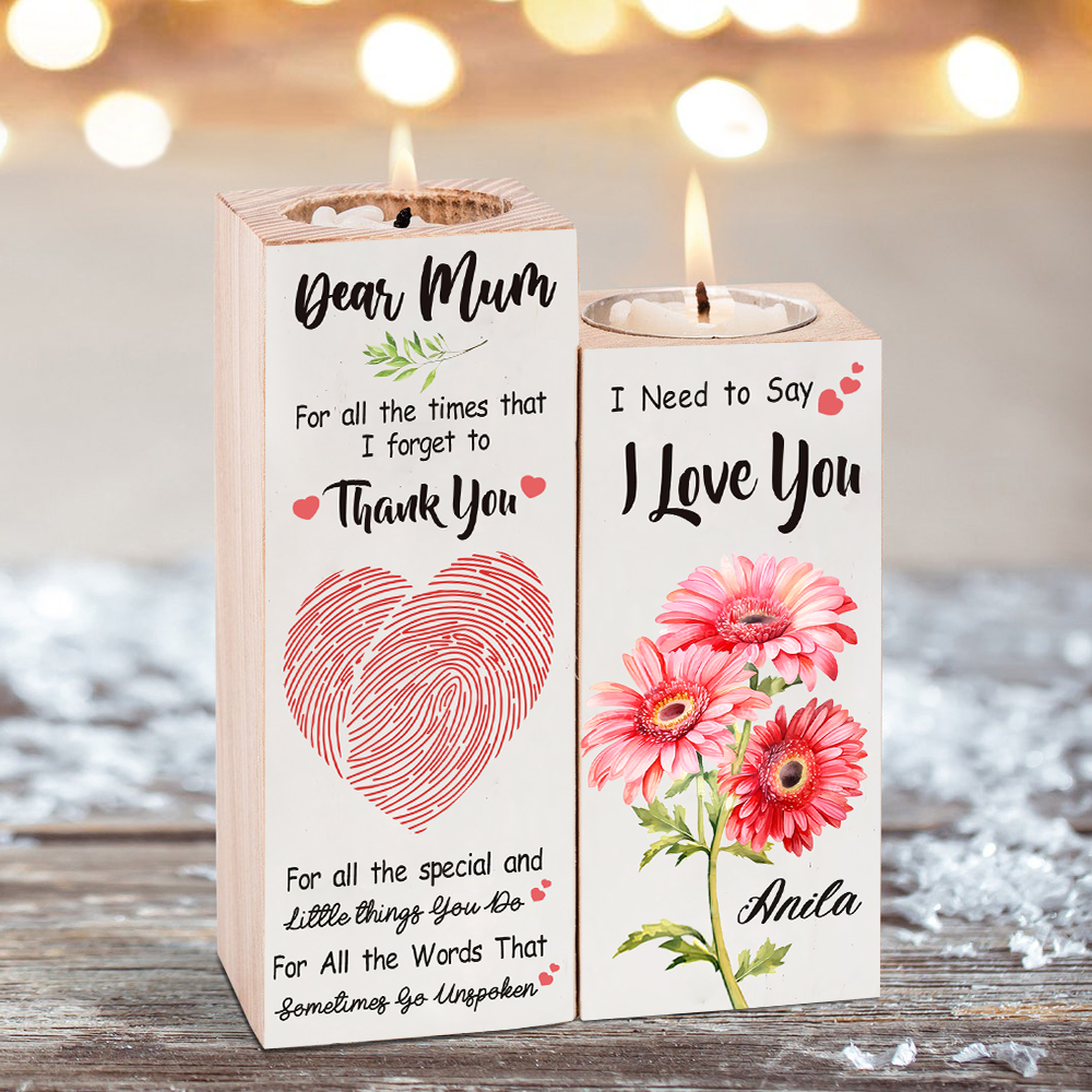 Dear Mum Candle Holder Custom Name Wooden Candlestick - For All The Times That I Forget To Thank You-Jessemade AU