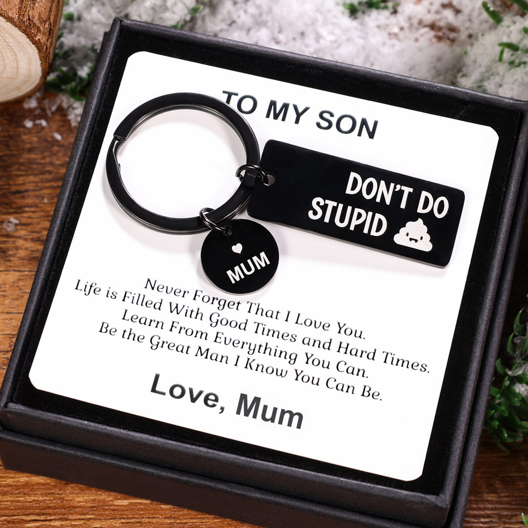 To My Son and Daughter Funny Keychain Don't Do Stupid Gift Set-Jessemade AU